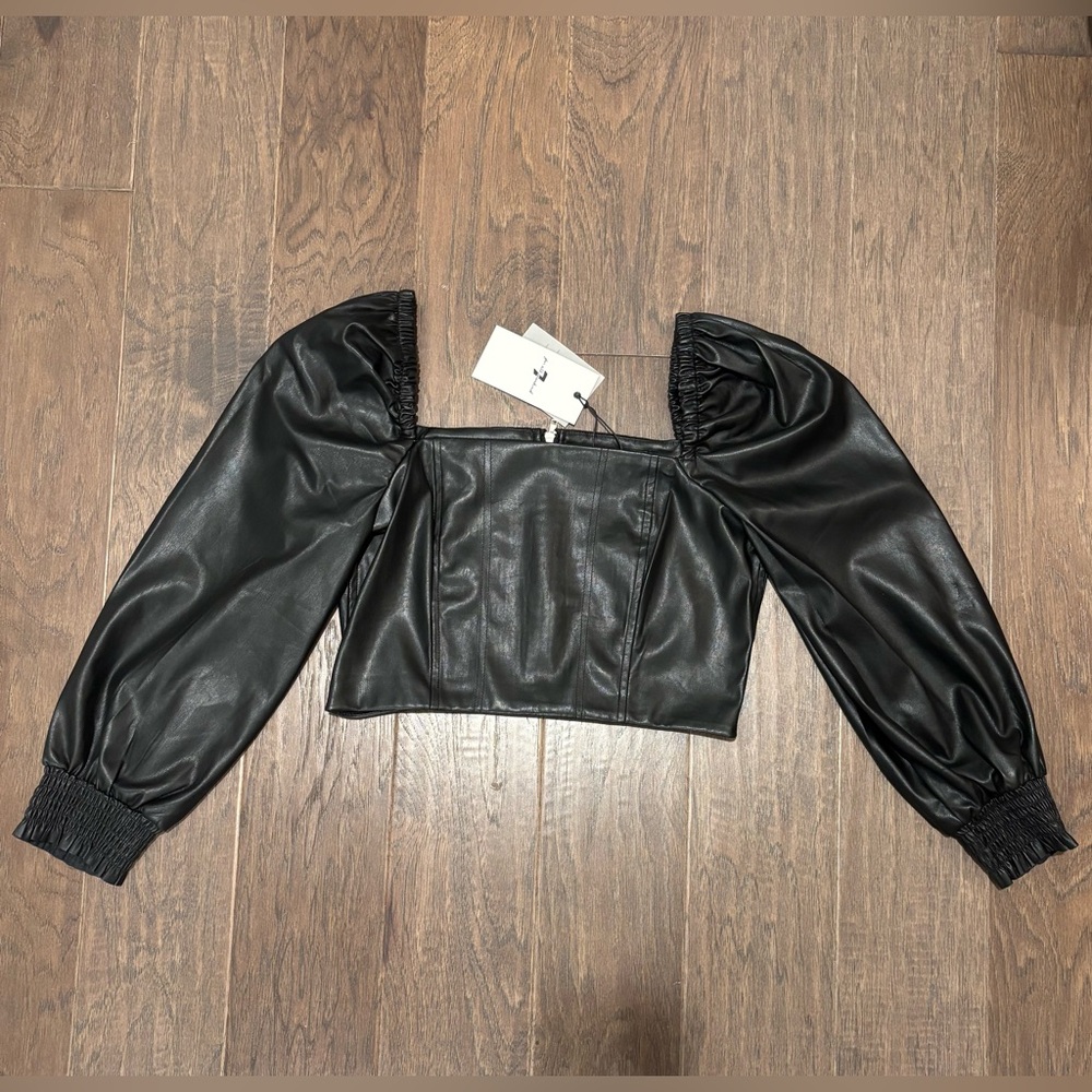 7 For All Mankind Faux Leather Blouse